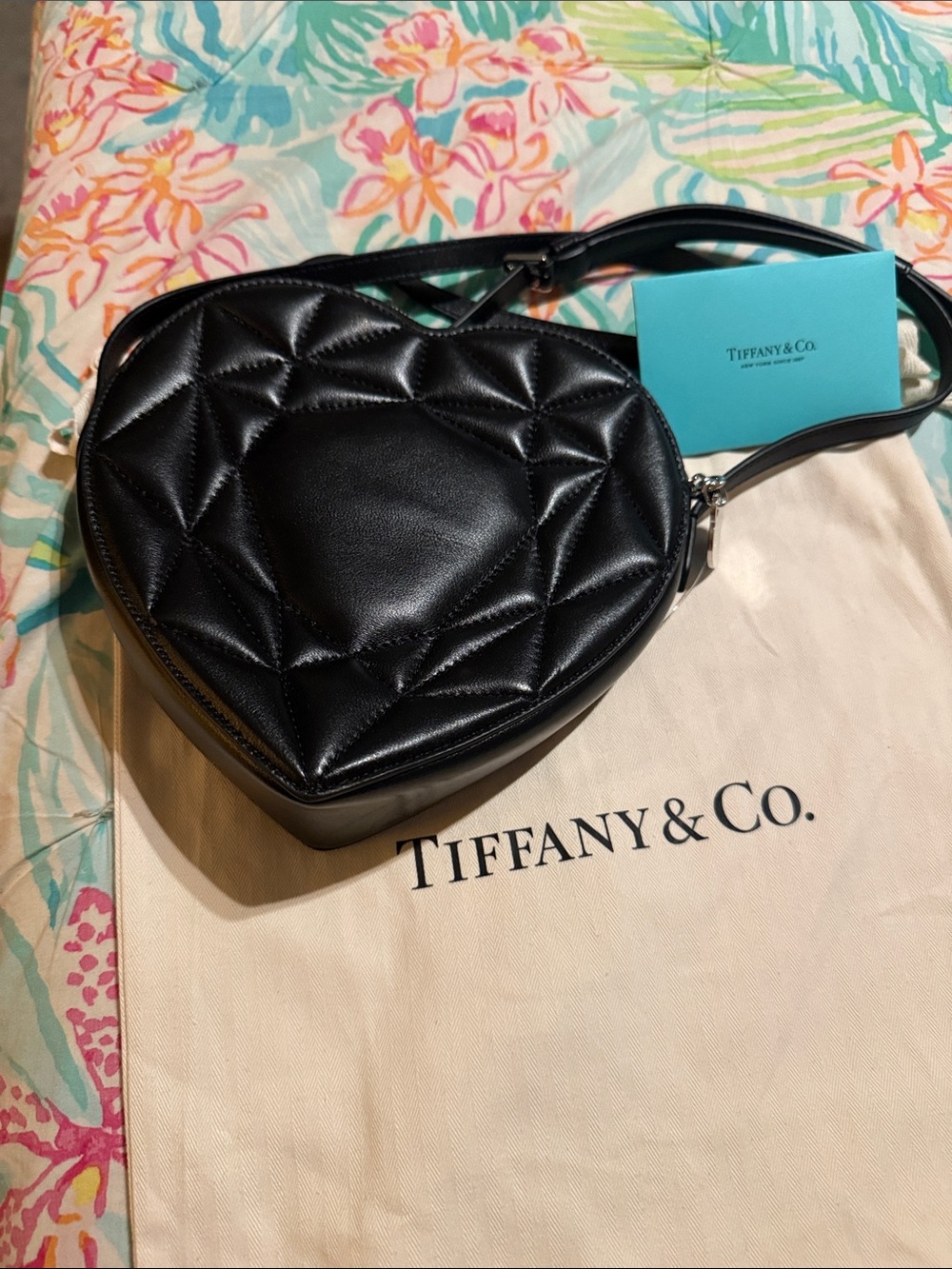 Tiffany & Co. Black Quilted Heart-Shaped Crossbody Bag